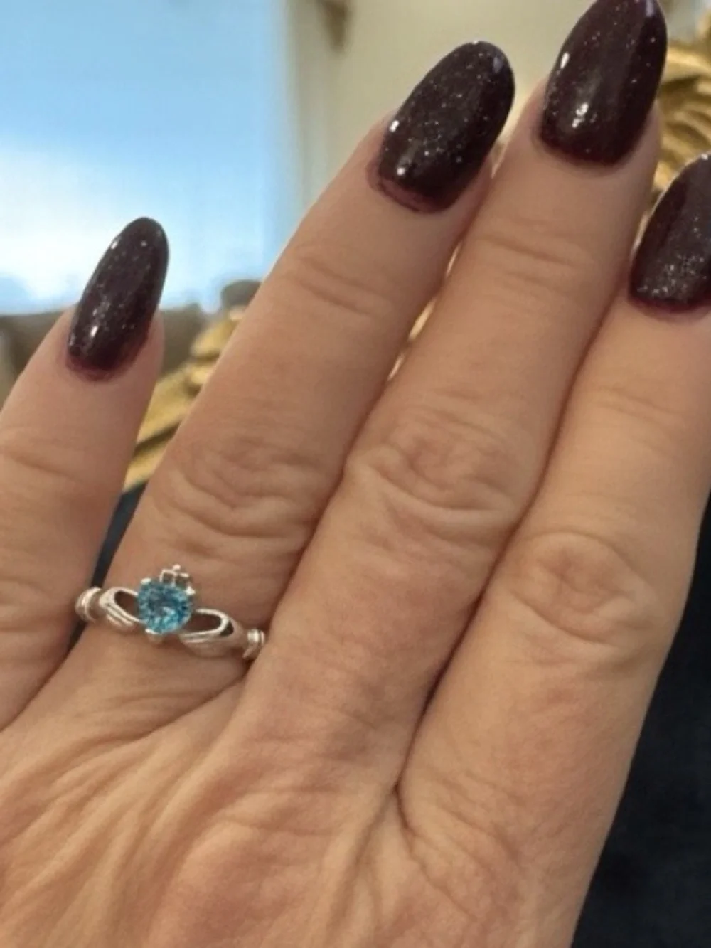 Heart-Cut Blue topaz Gemstone Sterling silver Ring